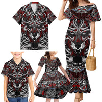 Celtic Wolf Fenrir Vikings Family Matching Mermaid Dress and Hawaiian Shirt Norse Mythology - Wonder Print Shop