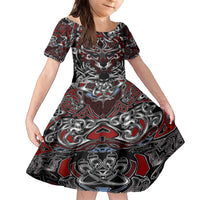 Celtic Wolf Fenrir Vikings Family Matching Off The Shoulder Long Sleeve Dress and Hawaiian Shirt Norse Mythology - Wonder Print Shop