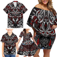 Celtic Wolf Fenrir Vikings Family Matching Off Shoulder Short Dress and Hawaiian Shirt Norse Mythology - Wonder Print Shop