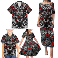 Celtic Wolf Fenrir Vikings Family Matching Puletasi and Hawaiian Shirt Norse Mythology - Wonder Print Shop
