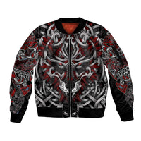 Celtic Wolf Fenrir Vikings Sleeve Zip Bomber Jacket Norse Mythology - Wonder Print Shop