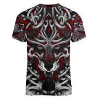 Celtic Wolf Fenrir Vikings Women V-Neck T-Shirt Norse Mythology - Wonder Print Shop