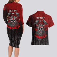 Victory Or Valhalla Couples Matching Long Sleeve Bodycon Dress and Hawaiian Shirt Viking - Wonder Print Shop