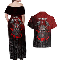 Victory Or Valhalla Couples Matching Off Shoulder Maxi Dress and Hawaiian Shirt Viking - Wonder Print Shop