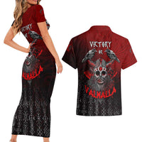 Victory Or Valhalla Couples Matching Short Sleeve Bodycon Dress and Hawaiian Shirt Viking - Wonder Print Shop