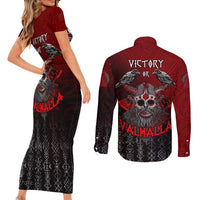 Victory Or Valhalla Couples Matching Short Sleeve Bodycon Dress and Long Sleeve Button Shirt Viking - Wonder Print Shop