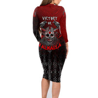 Victory Or Valhalla Family Matching Long Sleeve Bodycon Dress and Hawaiian Shirt Viking - Wonder Print Shop