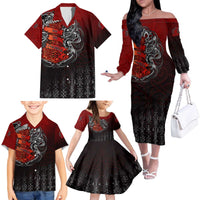 Victory Or Valhalla Family Matching Off The Shoulder Long Sleeve Dress and Hawaiian Shirt Viking - Wonder Print Shop