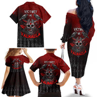 Victory Or Valhalla Family Matching Off The Shoulder Long Sleeve Dress and Hawaiian Shirt Viking - Wonder Print Shop