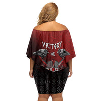 Victory Or Valhalla Family Matching Off Shoulder Short Dress and Hawaiian Shirt Viking - Wonder Print Shop