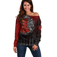 Victory Or Valhalla Off Shoulder Sweater Viking - Wonder Print Shop