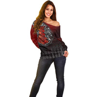Victory Or Valhalla Off Shoulder Sweater Viking - Wonder Print Shop