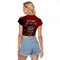 Victory Or Valhalla Raglan Cropped T Shirt Viking - Wonder Print Shop
