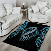 Dragon Viking With Runes Area Rug Blue Black - Wonder Print Shop