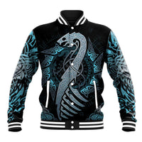 Dragon Viking With Runes Baseball Jacket Blue Black - Wonder Print Shop