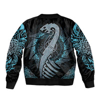 Dragon Viking With Runes Bomber Jacket Blue Black - Wonder Print Shop