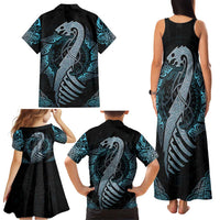 Dragon Viking With Runes Family Matching Tank Maxi Dress and Hawaiian Shirt Blue Black - Wonder Print Shop