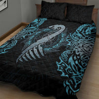 Dragon Viking With Runes Quilt Bed Set Blue Black - Wonder Print Shop