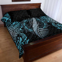 Dragon Viking With Runes Quilt Bed Set Blue Black - Wonder Print Shop