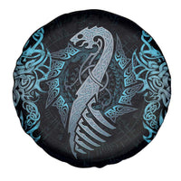 Dragon Viking With Runes Spare Tire Cover Blue Black - Wonder Print Shop