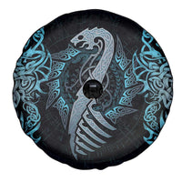 Dragon Viking With Runes Spare Tire Cover Blue Black - Wonder Print Shop