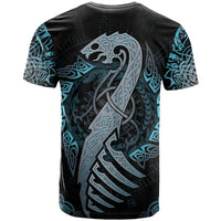Dragon Viking With Runes T Shirt Blue Black - Wonder Print Shop