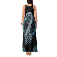 Dragon Viking With Runes Tank Maxi Dress Blue Black - Wonder Print Shop