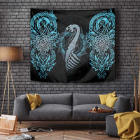 Dragon Viking With Runes Tapestry Blue Black - Wonder Print Shop
