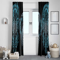 Dragon Viking With Runes Window Curtain Blue Black - Wonder Print Shop