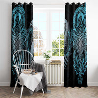 Dragon Viking With Runes Window Curtain Blue Black - Wonder Print Shop