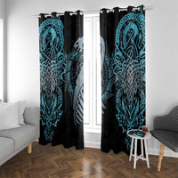 Dragon Viking With Runes Window Curtain Blue Black - Wonder Print Shop