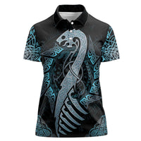 Dragon Viking With Runes Women Polo Shirt Blue Black - Wonder Print Shop