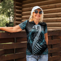 Dragon Viking With Runes Women Polo Shirt Blue Black - Wonder Print Shop