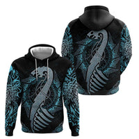Dragon Viking With Runes Zip Hoodie Blue Black - Wonder Print Shop