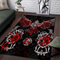 Raven And Norse Runes Area Rug Viking - Wonder Print Shop