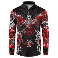 Raven And Norse Runes Button Sweatshirt Viking - Wonder Print Shop