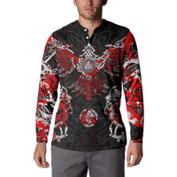 Raven And Norse Runes Button Sweatshirt Viking - Wonder Print Shop