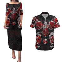 Raven And Norse Runes Couples Matching Puletasi and Hawaiian Shirt Viking - Wonder Print Shop