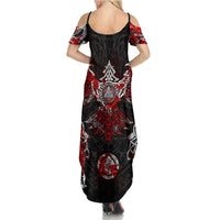 Raven And Norse Runes Family Matching Summer Maxi Dress and Hawaiian Shirt Viking - Wonder Print Shop
