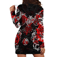 Raven And Norse Runes Hoodie Dress Viking - Wonder Print Shop
