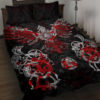 Raven And Norse Runes Quilt Bed Set Viking - Wonder Print Shop
