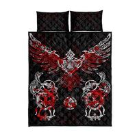 Raven And Norse Runes Quilt Bed Set Viking - Wonder Print Shop