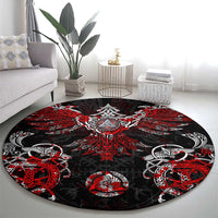 Raven And Norse Runes Round Carpet Viking