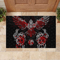 Raven And Norse Runes Rubber Doormat Viking - Wonder Print Shop