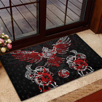 Raven And Norse Runes Rubber Doormat Viking - Wonder Print Shop