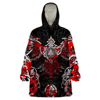 Raven And Norse Runes Wearable Blanket Hoodie Viking - Wonder Print Shop