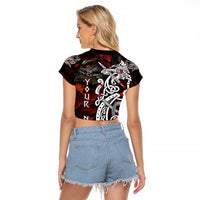 Viking Dragons Raglan Cropped T Shirt Norse Mythology - Wonder Print Shop