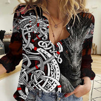 Viking Dragons Women Casual Shirt Norse Mythology - Wonder Print Shop