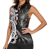 Viking Dragons Women Sleeveless Polo Shirt Norse Mythology - Wonder Print Shop