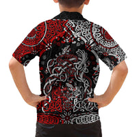 Viking Warrior And Viking Dragons Family Matching Off The Shoulder Long Sleeve Dress and Hawaiian Shirt - Wonder Print Shop